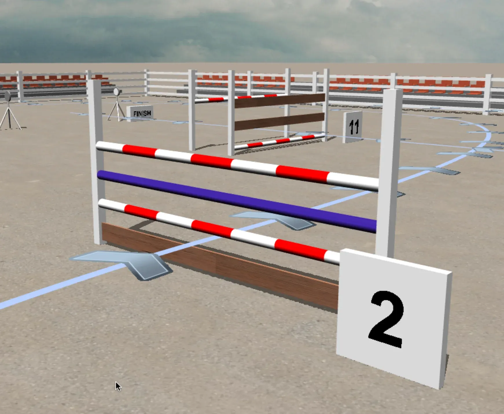 Colored obstacle materials shown in 3D