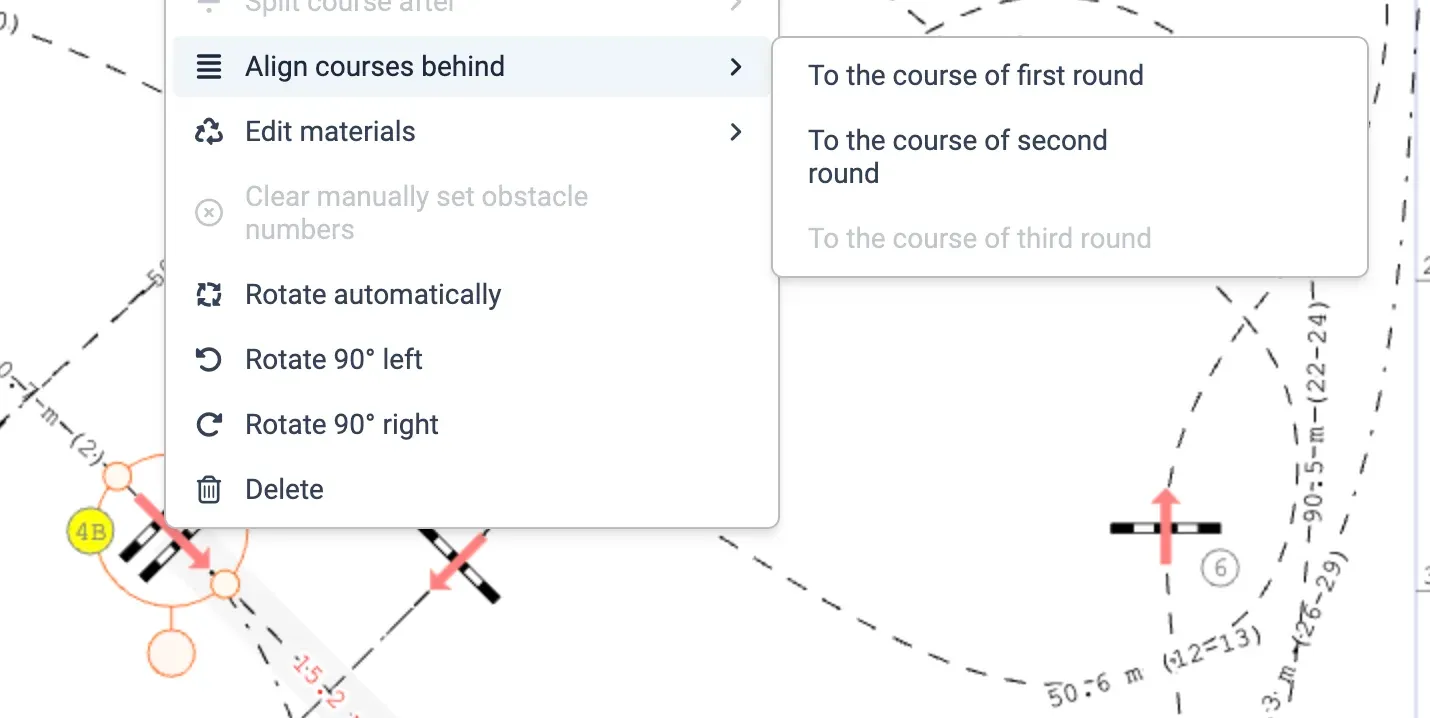 Menü zum Ausrichten von Pfaden
