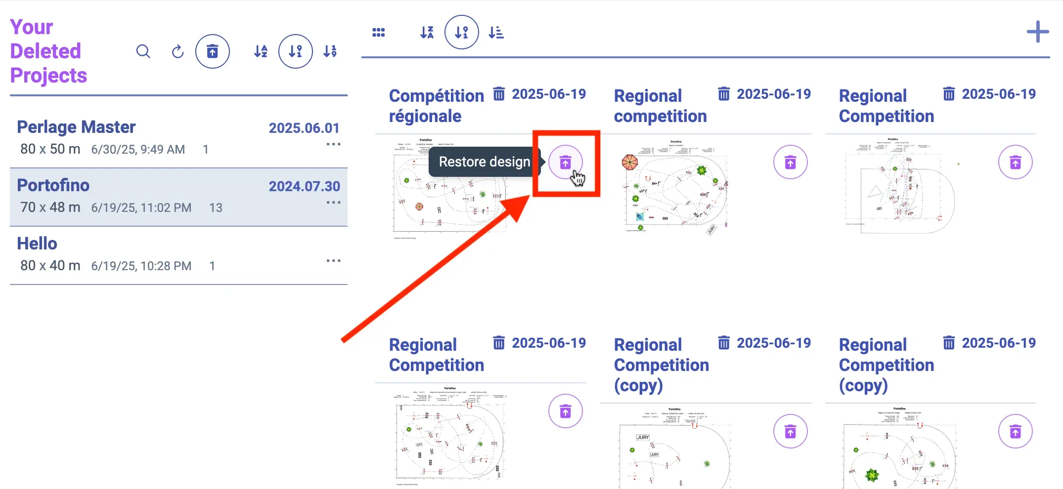 Ein Design wiederherstellen