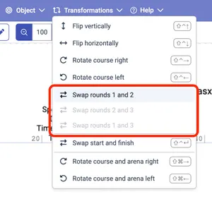 Swap round commands in the Transformations menu